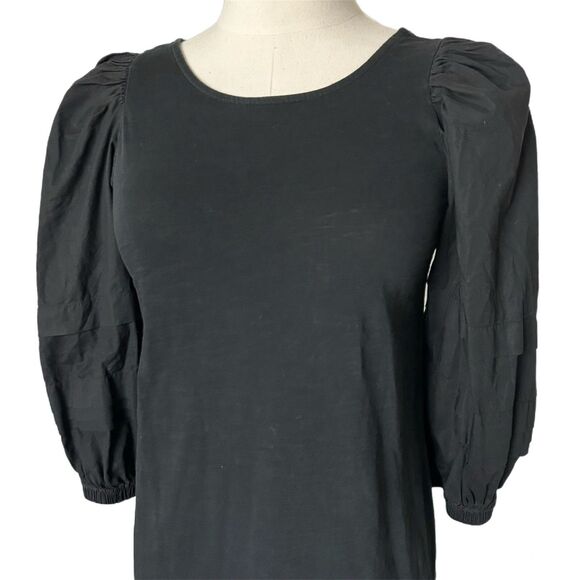 Nation Ltd Calissa Mini Dress Jet in Black Back Bow Puff Sleeves Size XS - Picture 3 of 6